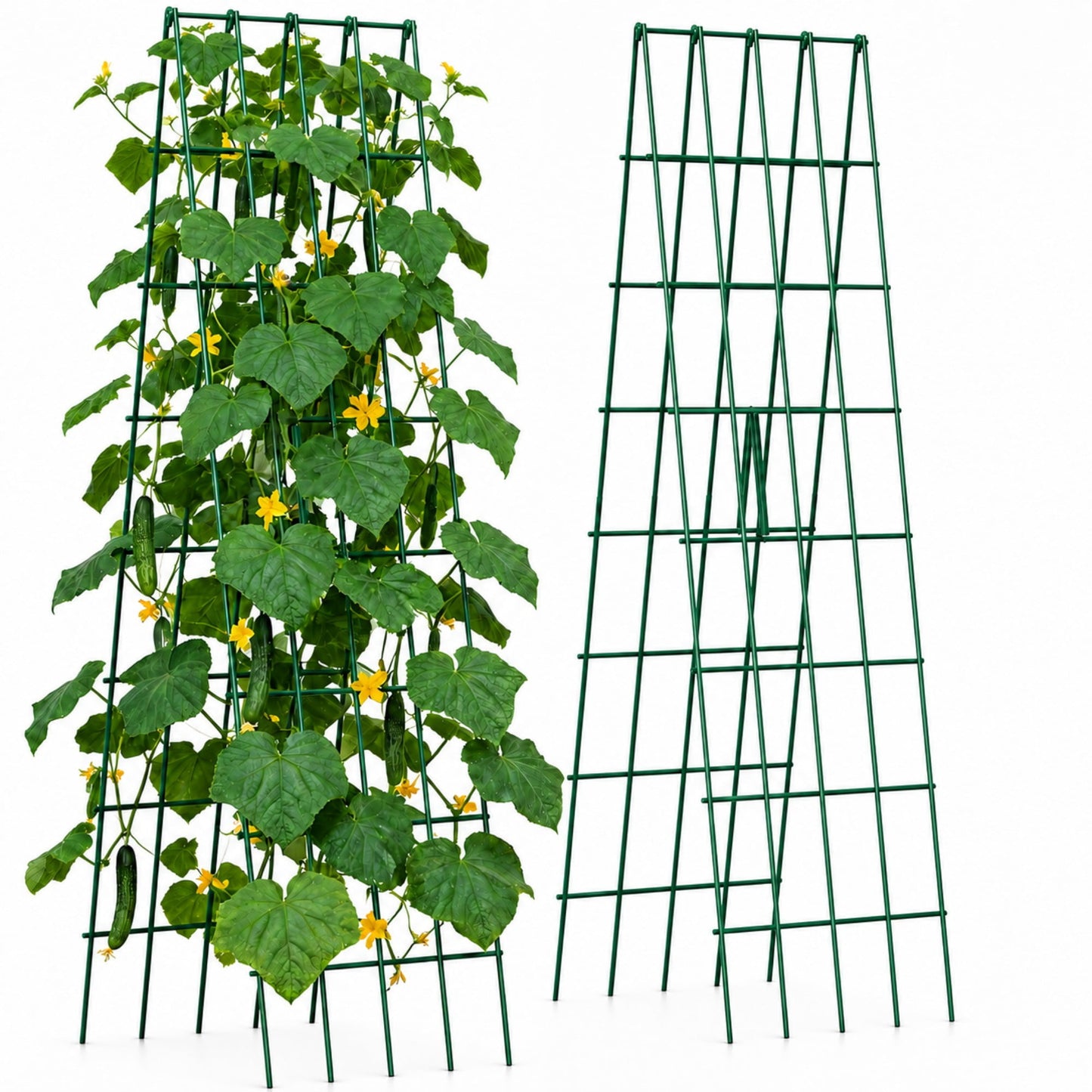 DKMOCO 59.4" 2-Pack Cucumber Trellis, Foldable A-Frame Metal Garden Trellis for Climbing Plants, Plant Support for Cucumbers, Peas, Beans, Tomatoes & Raised Beds