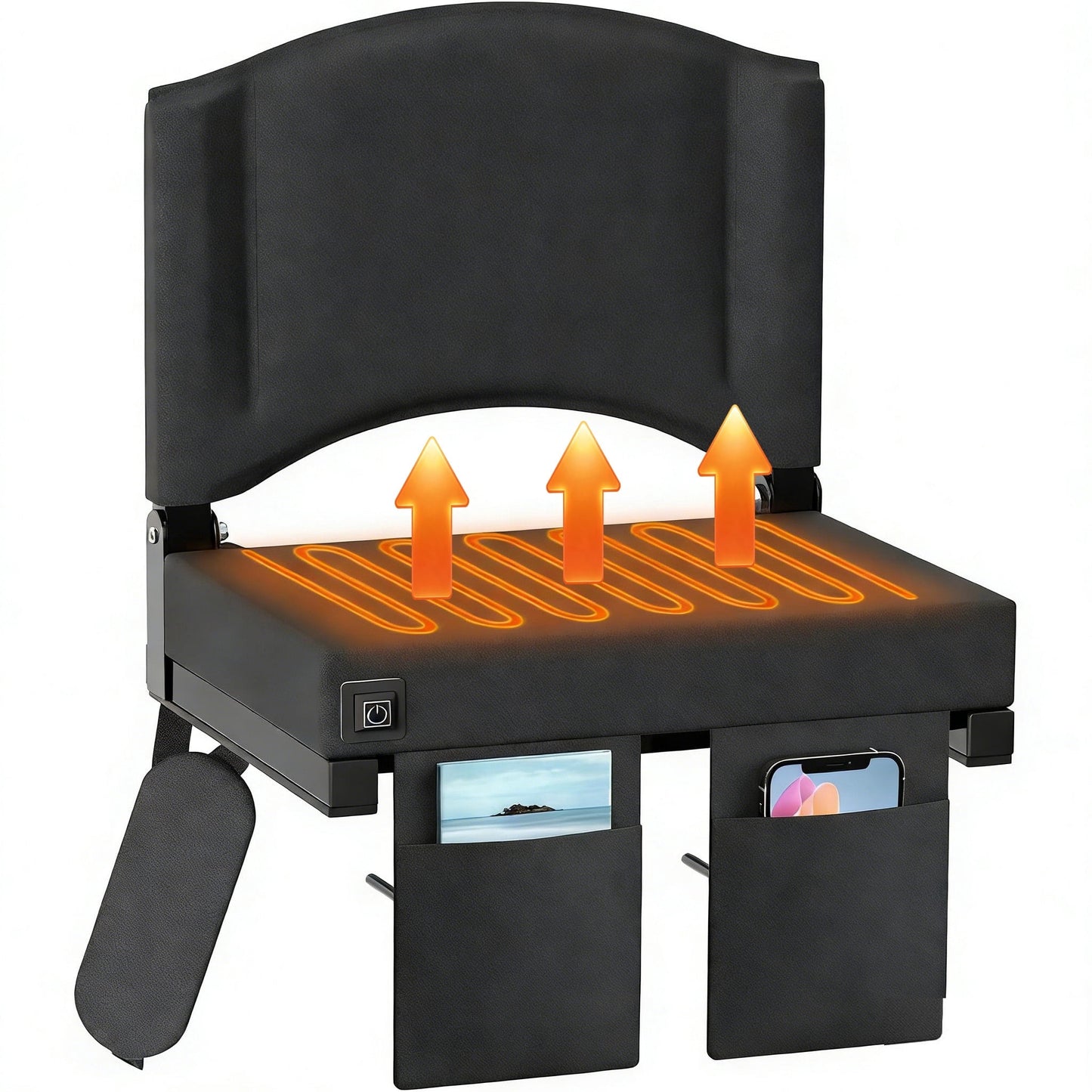 DKMOCO Heated Stadium Seat with Back Support, USB Heated Stadium Seat for Bleachers, Bleacher Chair for Outdoor Sports(WITHOUT BATTERY)