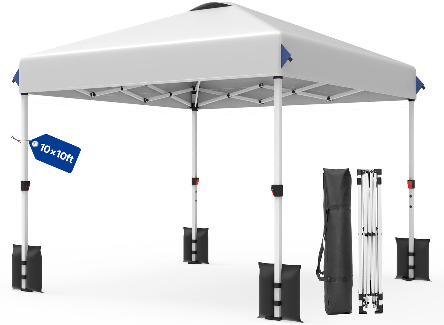 DKMOCO 10x10 Pop Up Canopy Tent, Heavy Duty Instant Gazebo Canopy, Portable Outdoor Sun Shade Shelter for Patio Backyard Party, White (No Sidewalls)