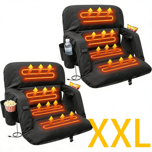 DKMOCO 2pcs 25" Heated Stadium Seats for Bleacher with Back Support, Portable Bleacher Chair with Armrest, for Outdoor Sports