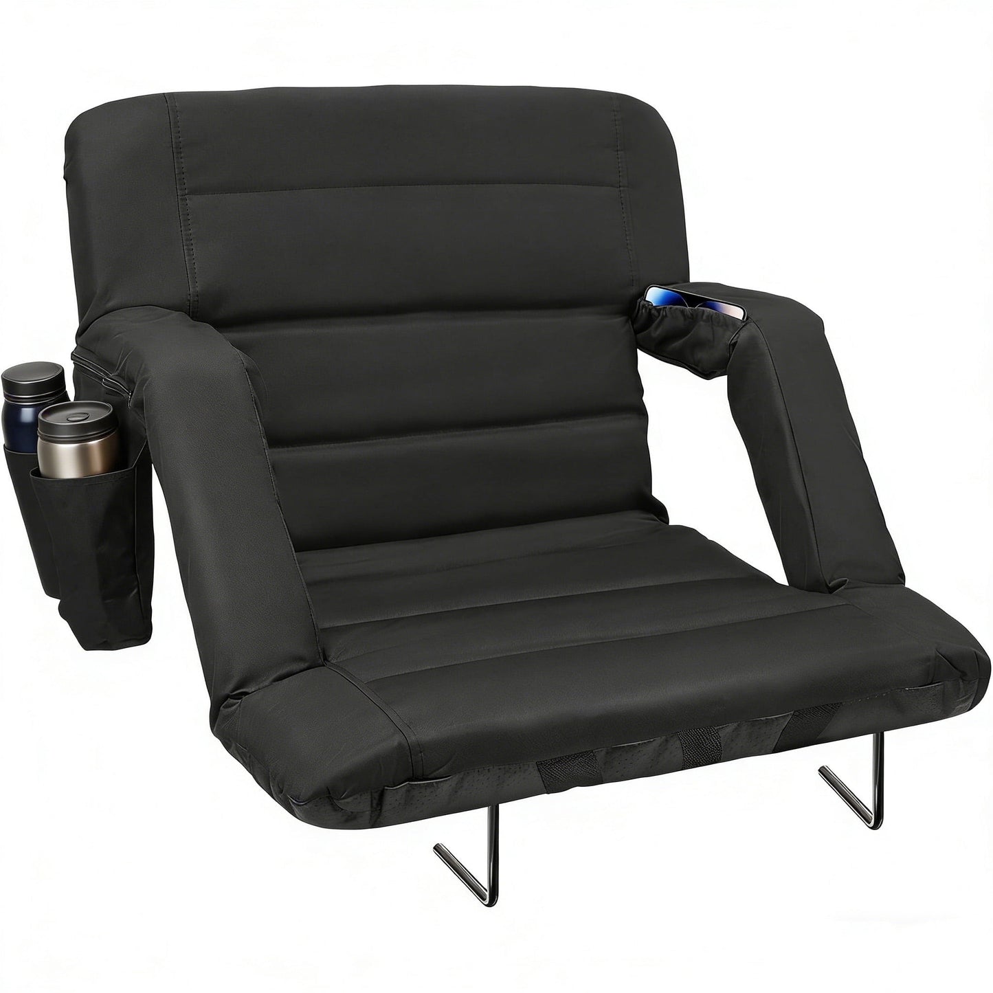 DKMOCO 23" Wide Stadium Seats with Back Support, Folding Bleacher Chairs, Portable Cushioned Seats with Side Storage Bags, for Outdoor Sports & Events