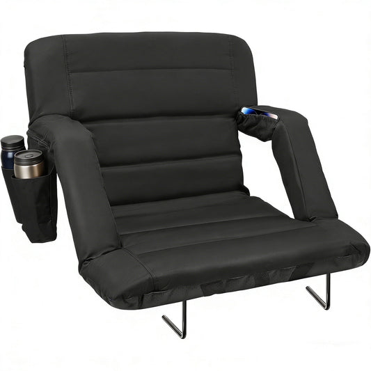 DKMOCO 23" Wide Stadium Seats with Back Support, Folding Bleacher Chairs, Portable Cushioned Seats with Side Storage Bags, for Outdoor Sports & Events