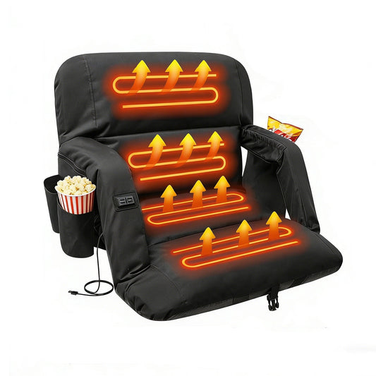 DKMOCO 23" Heated Stadium Seats for Bleacher with Back Support, Portable Bleacher Chair with Armrest, for Outdoor Sports