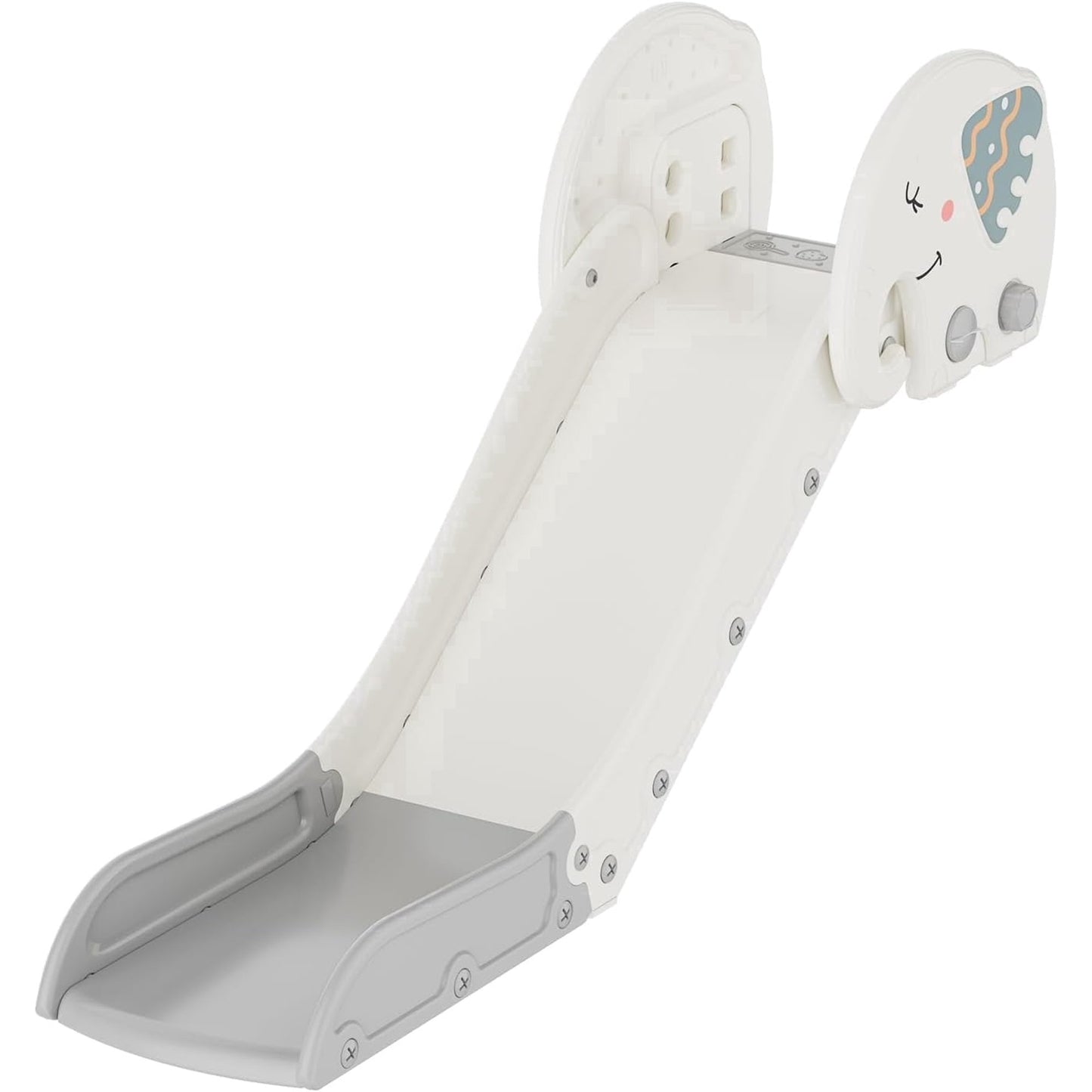 DKMOCO Toddler Slide, Adjustable Height Couch Slide for Sofas, Beds, and Stairs, Kids Slide with Non-Slip Base for Toddlers 1-3, White Gray