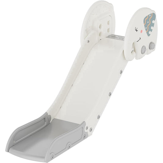 DKMOCO Toddler Slide, Adjustable Height Couch Slide for Sofas, Beds, and Stairs, Kids Slide with Non-Slip Base for Toddlers 1-3, White Gray