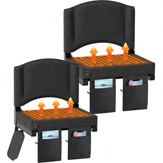 DKMOCO 2PCS Heated Stadium Seats with Back Support, USB Heated Stadium Seat for Bleachers, Bleacher Chair for Outdoor Sports(WITHOUT BATTERY)