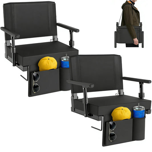 DKMOCO 2PCS Stadium Seats with Back Support and Armrest, Padded Bleacher Chair, Portable Stadium Chair for Outdoor Sports